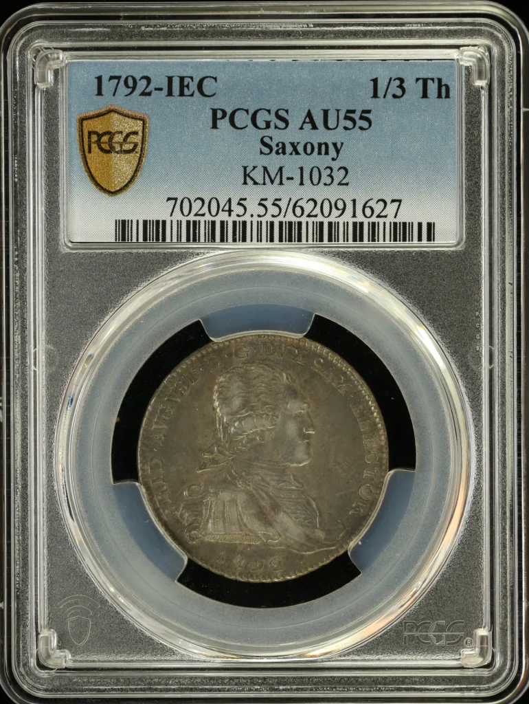 Germany 1/3 Thaler 1792 Saxony IEC PCGS AU55 KM-1032 0162983