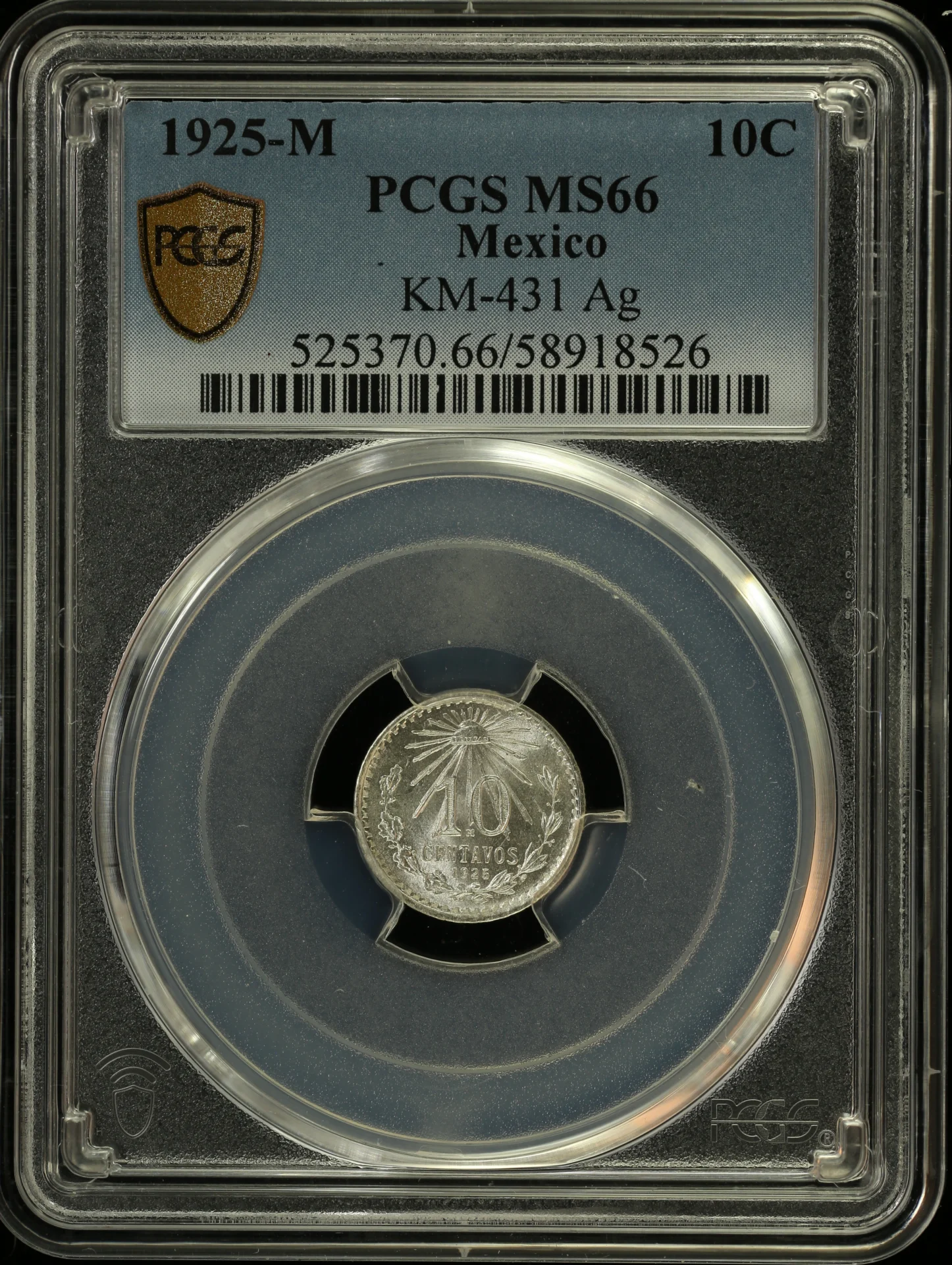 10 Centavo Mexican Coins Modern Silver & Minors Modern Silver & Minors 10 Centavo 1925 M KM-431 PCGS MS66 0162997 Modern Silver & Minors 10 Centavo 1925 M KM-431 PCGS MS66 0162997Modern Silver & Minors 10 Centavo 1925 M KM-431 PCGS MS66 0162997