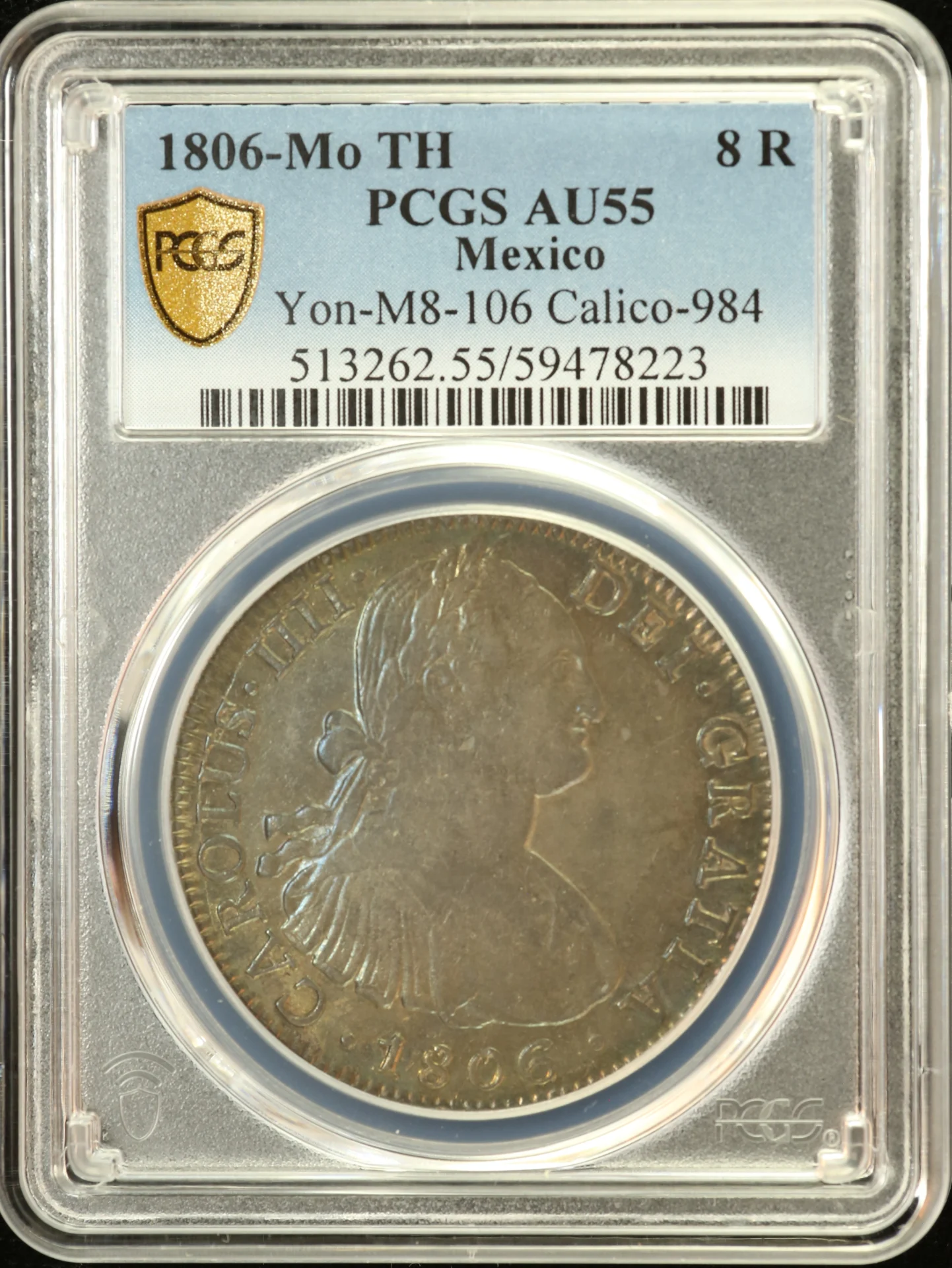 Colonial Silver & Minors 8 Reales 1806 Mo TH PCGS AU55 Calico-984 0162729