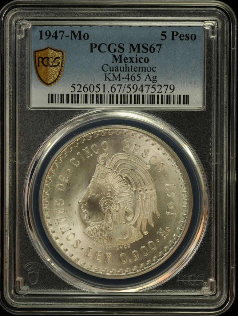 Modern Silver & Minors 5 Peso 1947 Mo PCGS MS67 KM-465 0162898