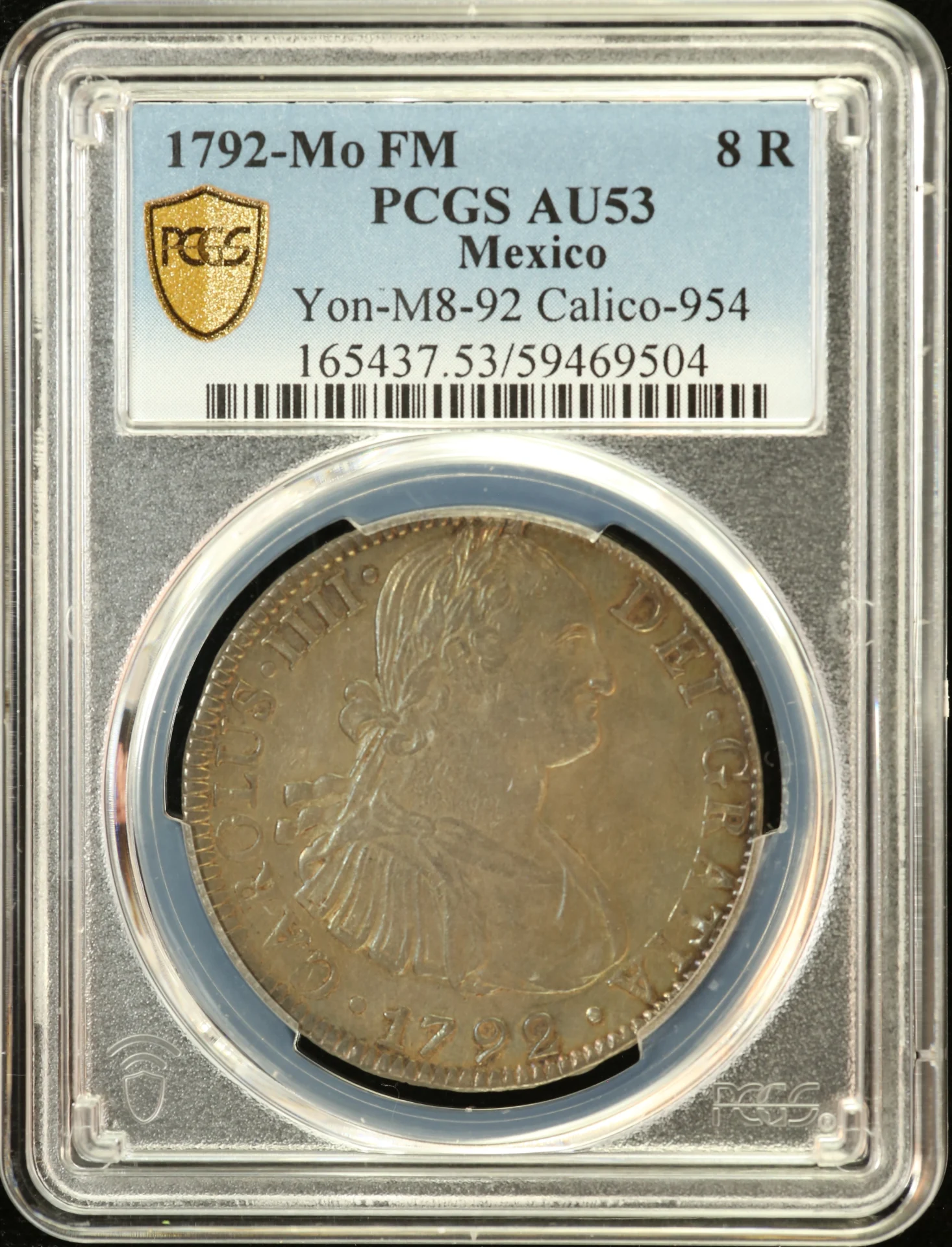 Colonial Silver & Minors 8 Reales 1792 Mo FM PCGS AU53 Calico-954 0162730