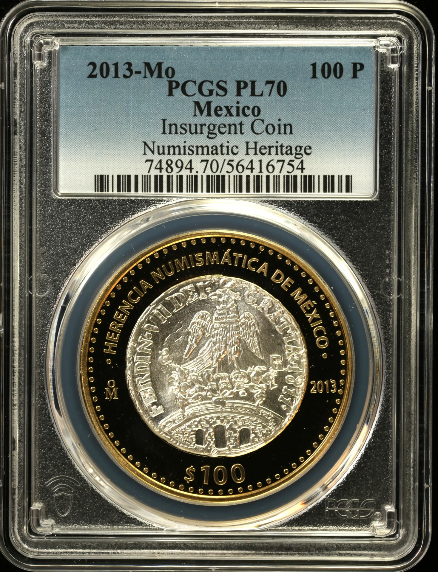 100 Peso Mexican Coins Modern Silver & Minors Modern Silver & Minors 100 Peso 2013 Mo PCGS PL70 0162829 Modern Silver & Minors 100 Peso 2013 Mo PCGS PL70 0162829