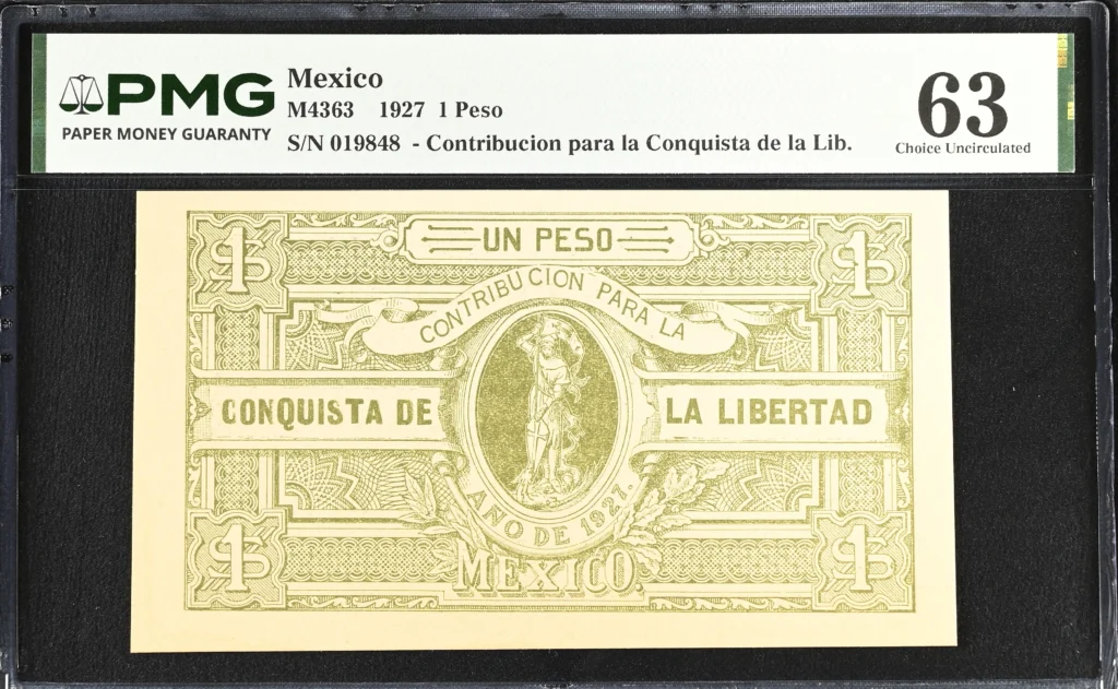 Post Revolution Peso 1927 Jalisco M4363 PMG Ch UNC63 f_35851