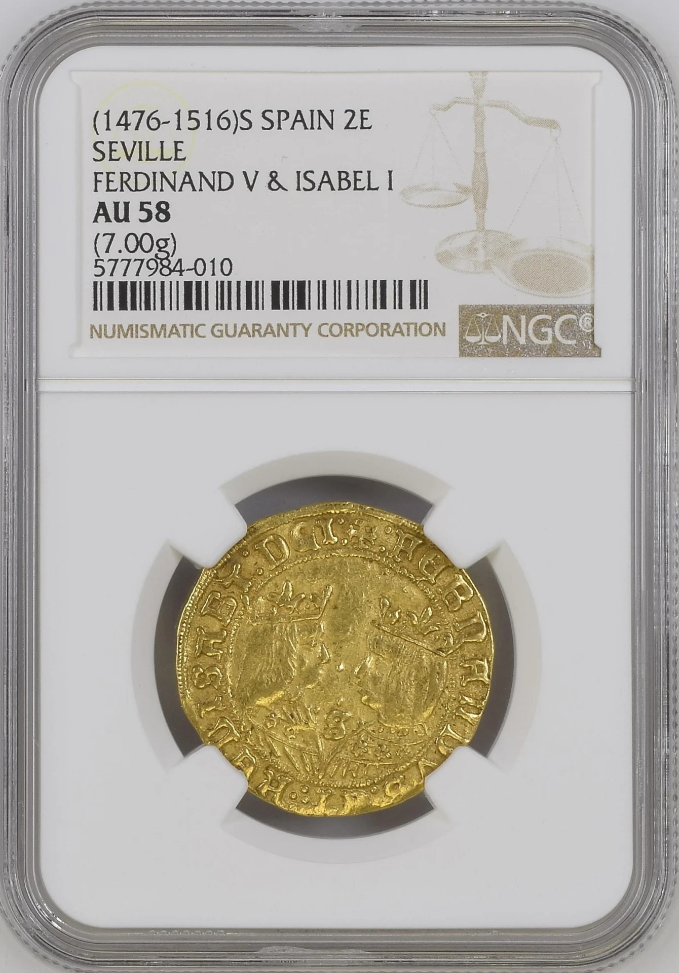 Europe Spain World Coins Spain 2 Escudos (1476-1516) Seville NGC AU58 0163094 Spain 2 Escudos (1476-1516) Seville NGC AU58 0163094