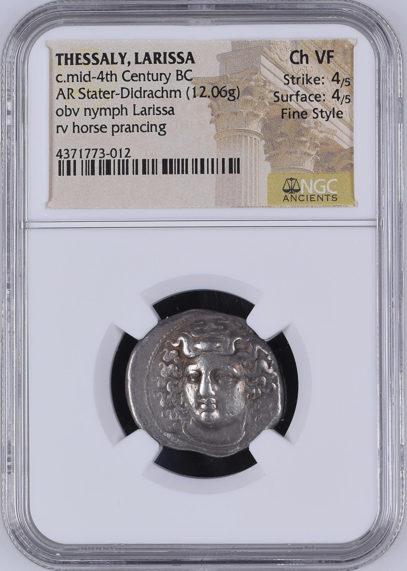 Ancient Coins Greek Thessaly Thessaly Larissa c.mid-4th Century AR Stater-Didrachm NGC Ch VF 0163101 Thessaly Larissa c.mid-4th Century AR Stater-Didrachm NGC Ch VF 0163101