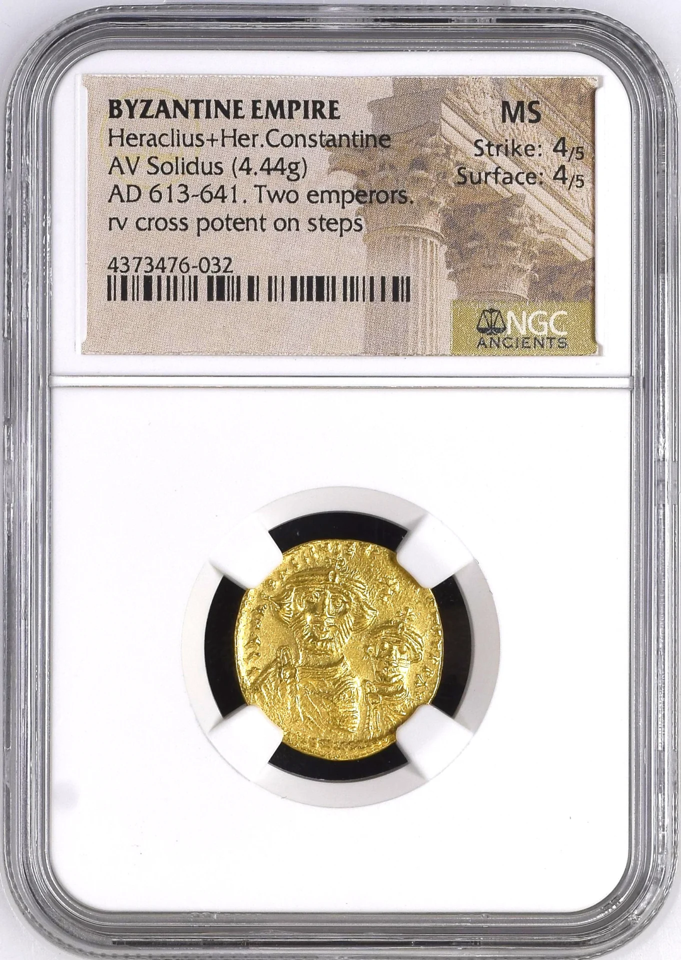 Ancient Coins Byzantine Byzantine Heraclius+Her Constantine 613-641 AD AV Solidus NGC MS 0163104 Byzantine Heraclius+Her Constantine 613-641 AD AV Solidus NGC MS 0163104