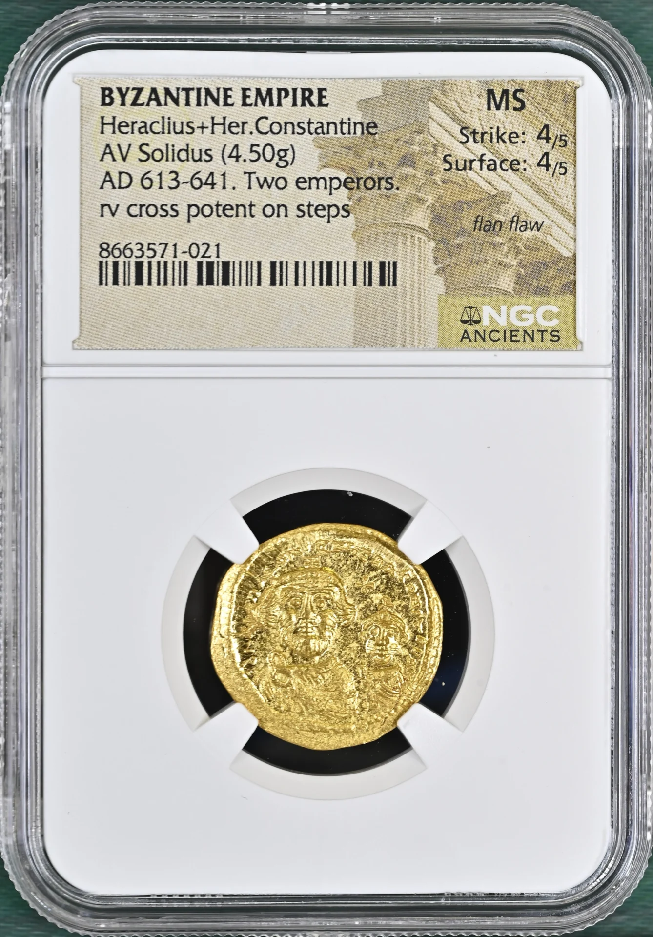 Ancient Coins Byzantine Byzantine Heraclius+Her Constantine 613-641 AD AV Solidus NGC MS 0163107 Byzantine Heraclius+Her Constantine 613-641 AD AV Solidus NGC MS 0163107