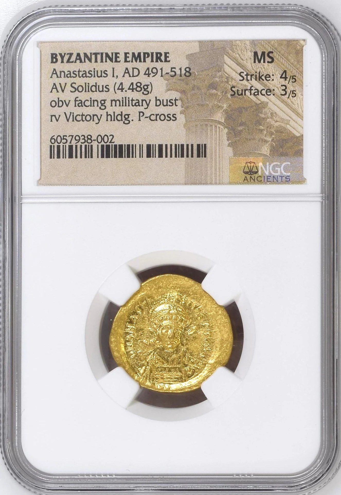 Ancient Coins Byzantine Byzantine Anastasius I 491-518 AD AV Solidus NGC MS 0163132 Byzantine Anastasius I 491-518 AD AV Solidus NGC MS 0163132