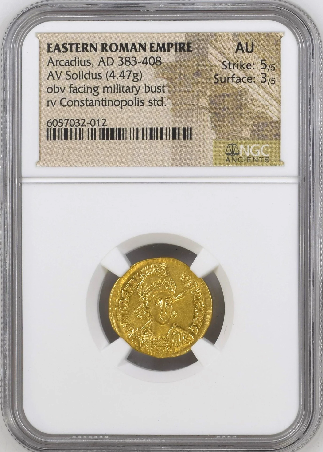 Ancient Coins Roman Imperial Roman Imperial Arcadius 383-408 AD AV Solidus NGC AU 0163133 Roman Imperial Arcadius 383-408 AD AV Solidus NGC AU 0163133