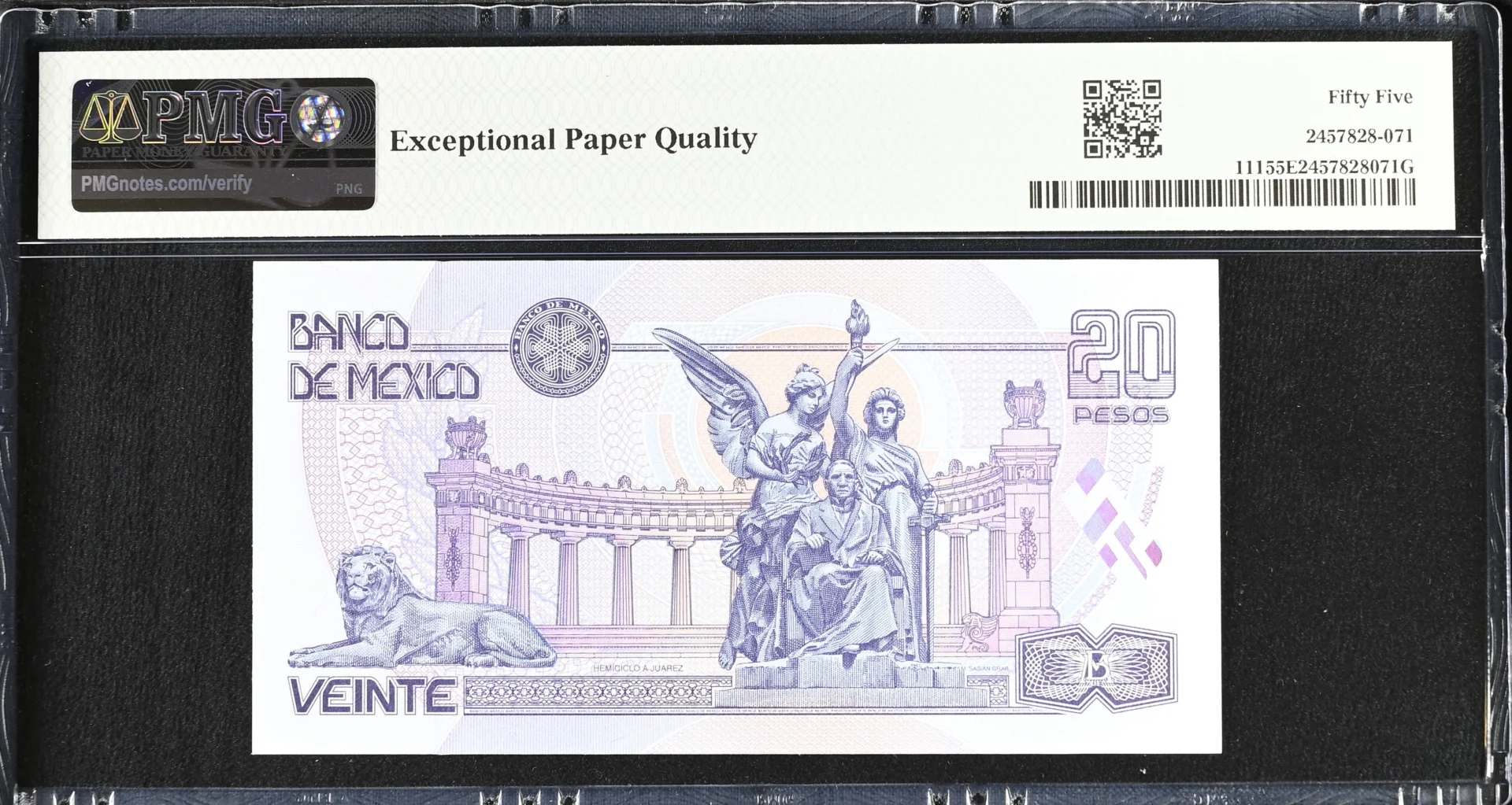 Banco De Mexico Mexican Currency Banco De Mexico 20 Pesos 2000 M4684 P#111 PMG AU55 EPQ f_35792 Banco De Mexico 20 Pesos 2000 M4684 P#111 PMG AU55 EPQ f_35792Banco De Mexico 20 Pesos 2000 M4684 P#111 PMG AU55 EPQ f_35792 - Image 2