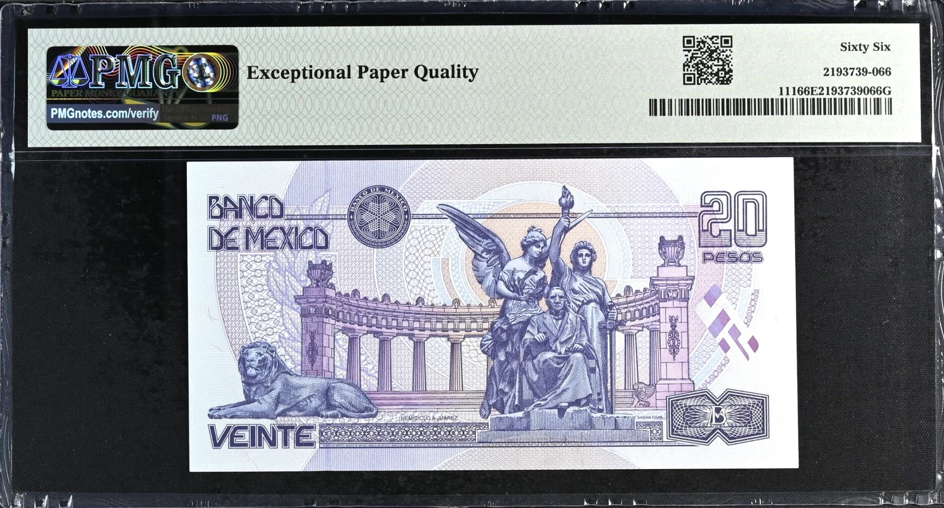 Banco De Mexico Mexican Currency Banco De Mexico 20 Pesos 2000 M4684 P111 PMG Gem UNC66 EPQ f_35793 Banco De Mexico 20 Pesos 2000 M4684 P111 PMG Gem UNC66 EPQ f_35793Banco De Mexico 20 Pesos 2000 M4684 P111 PMG Gem UNC66 EPQ f_35793 - Image 2