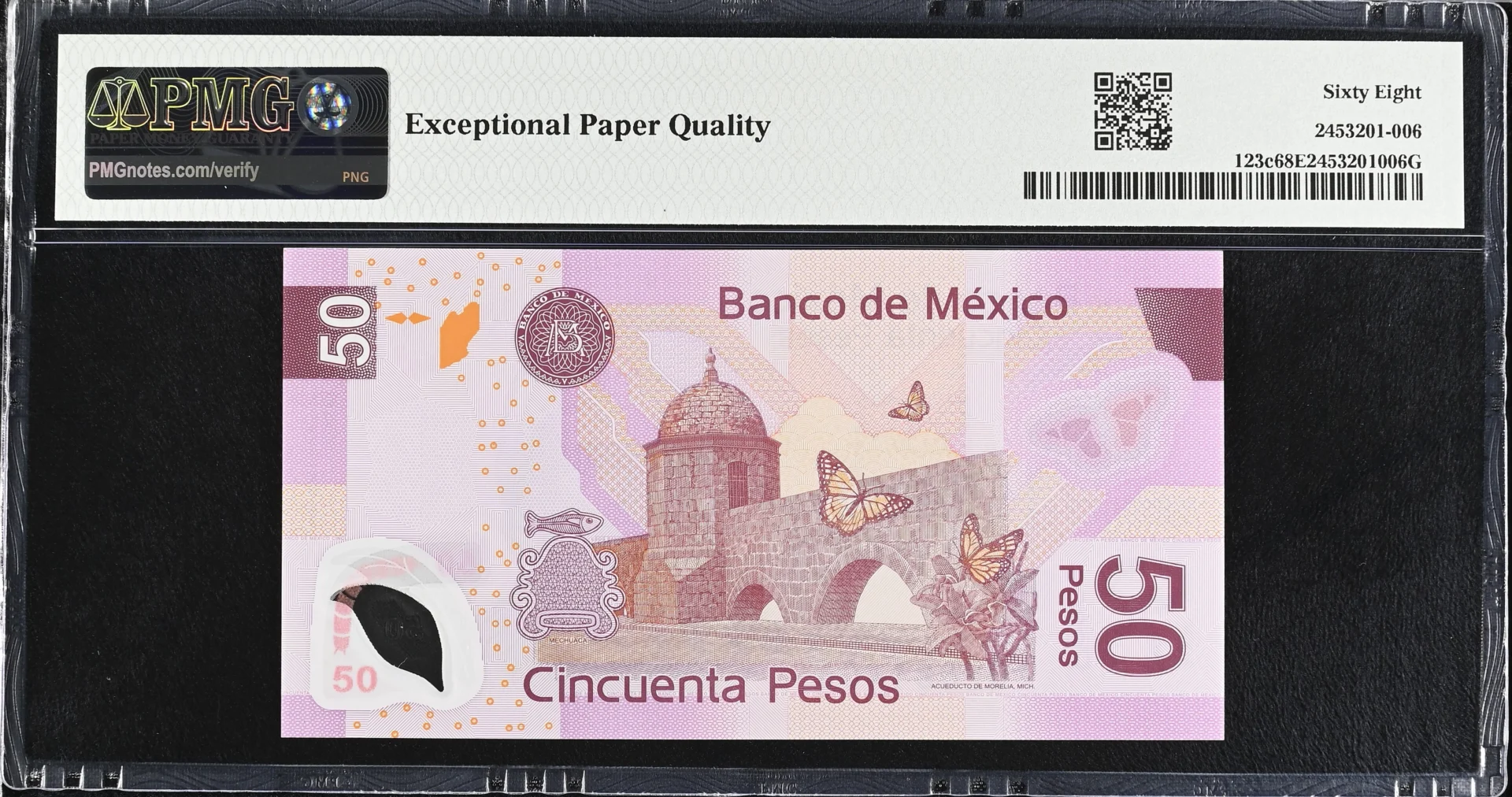 Banco De Mexico Mexican Currency Banco De Mexico 50 Pesos 2005 M4699 P#123c PMG Superb Gem UNC68 EPQ f_35805 Banco De Mexico 50 Pesos 2005 M4699 P#123c PMG Superb Gem UNC68 EPQ f_35805Banco De Mexico 50 Pesos 2005 M4699 P#123c PMG Superb Gem UNC68 EPQ f_35805 - Image 2