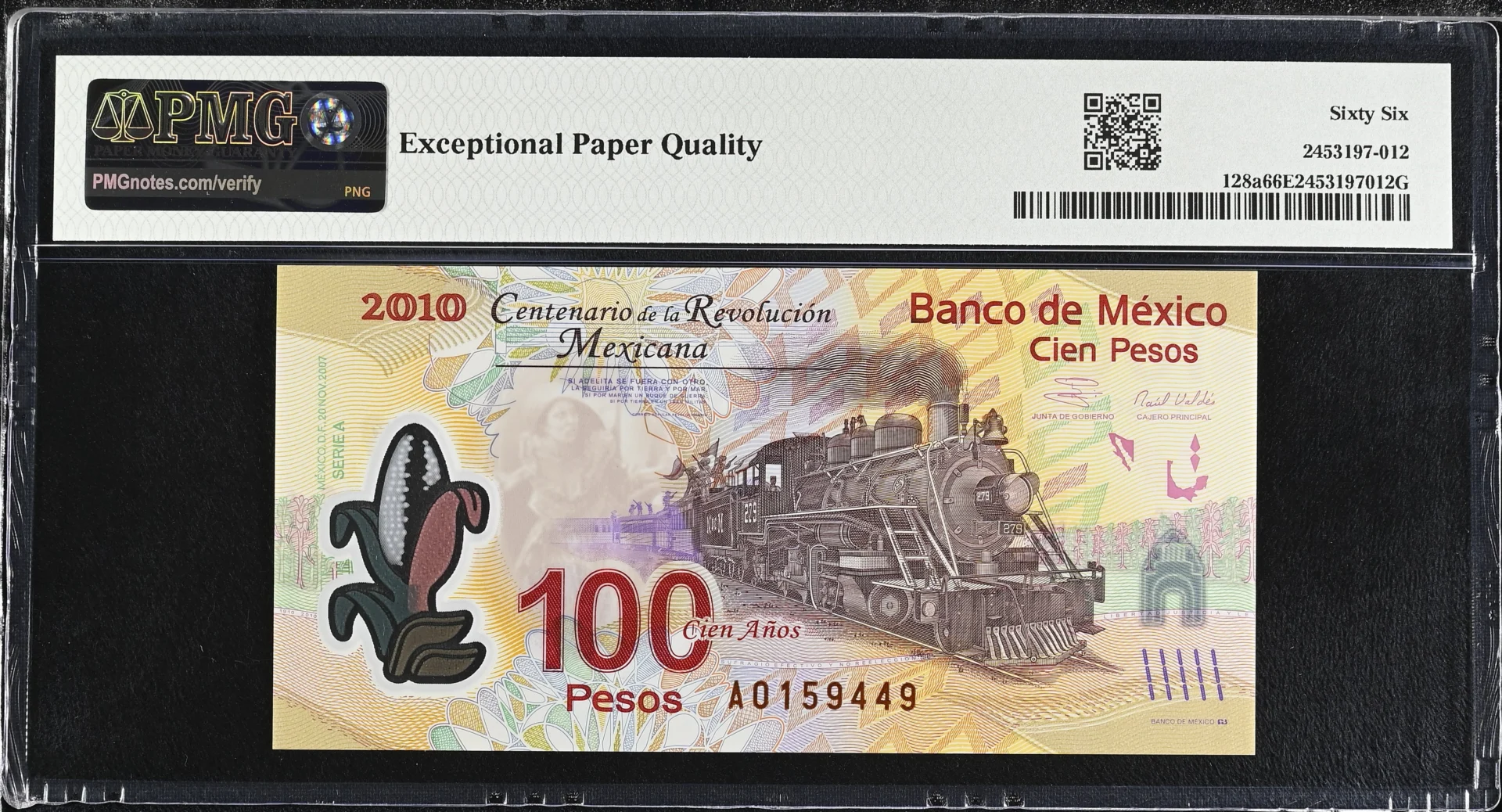 Banco De Mexico Mexican Currency Banco De Mexico 100 Pesos 2010 M4705 P#128a PMG Gem UNC66 EPQ f_35809 Banco De Mexico 100 Pesos 2010 M4705 P#128a PMG Gem UNC66 EPQ f_35809Banco De Mexico 100 Pesos 2010 M4705 P#128a PMG Gem UNC66 EPQ f_35809 - Image 2