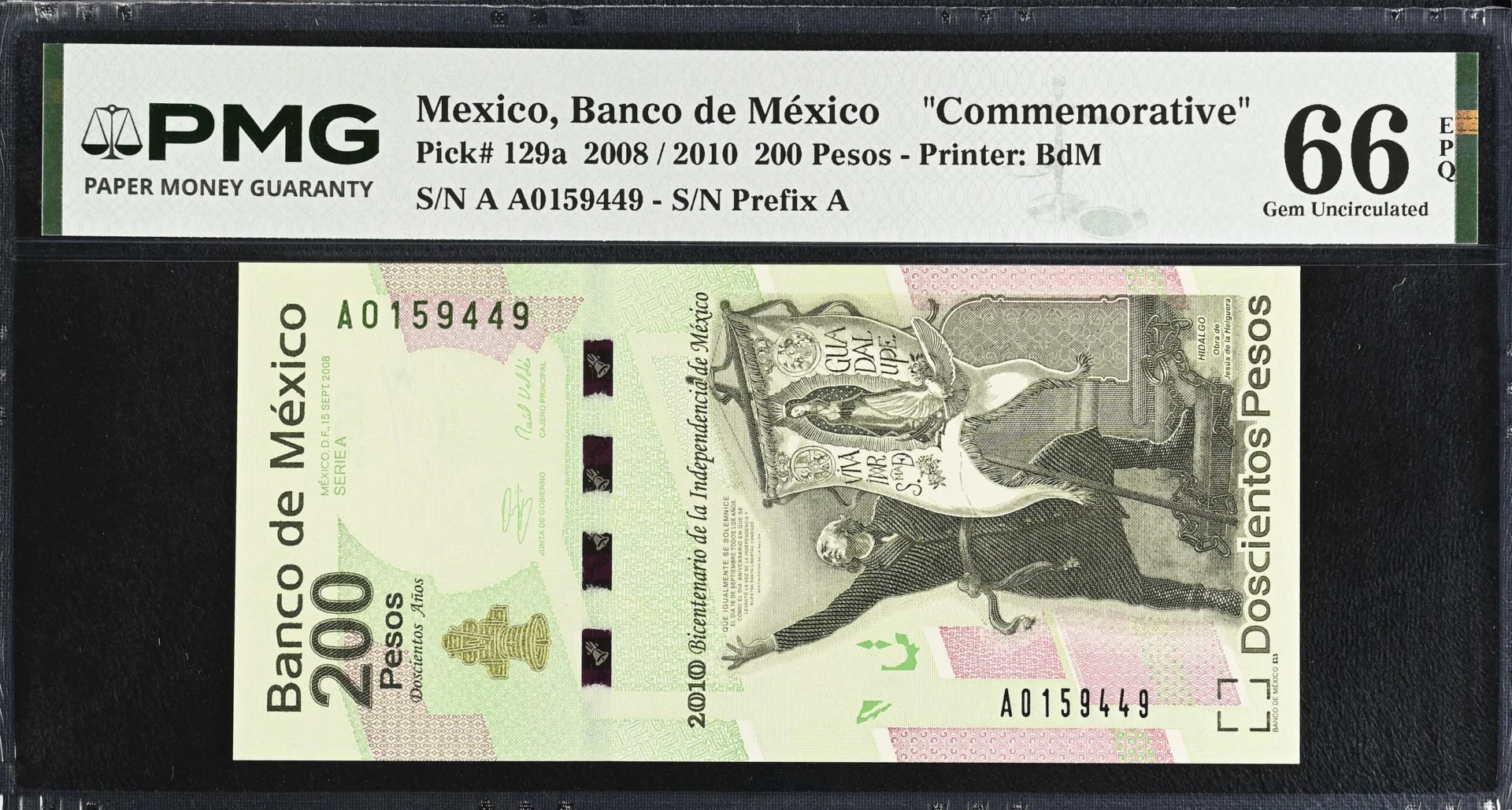 Banco De Mexico Mexican Currency Banco De Mexico 200 Pesos 2010 M4707 P#129a PMG Gem UNC66 EPQ f_35810 Banco De Mexico 200 Pesos 2010 M4707 P#129a PMG Gem UNC66 EPQ f_35810