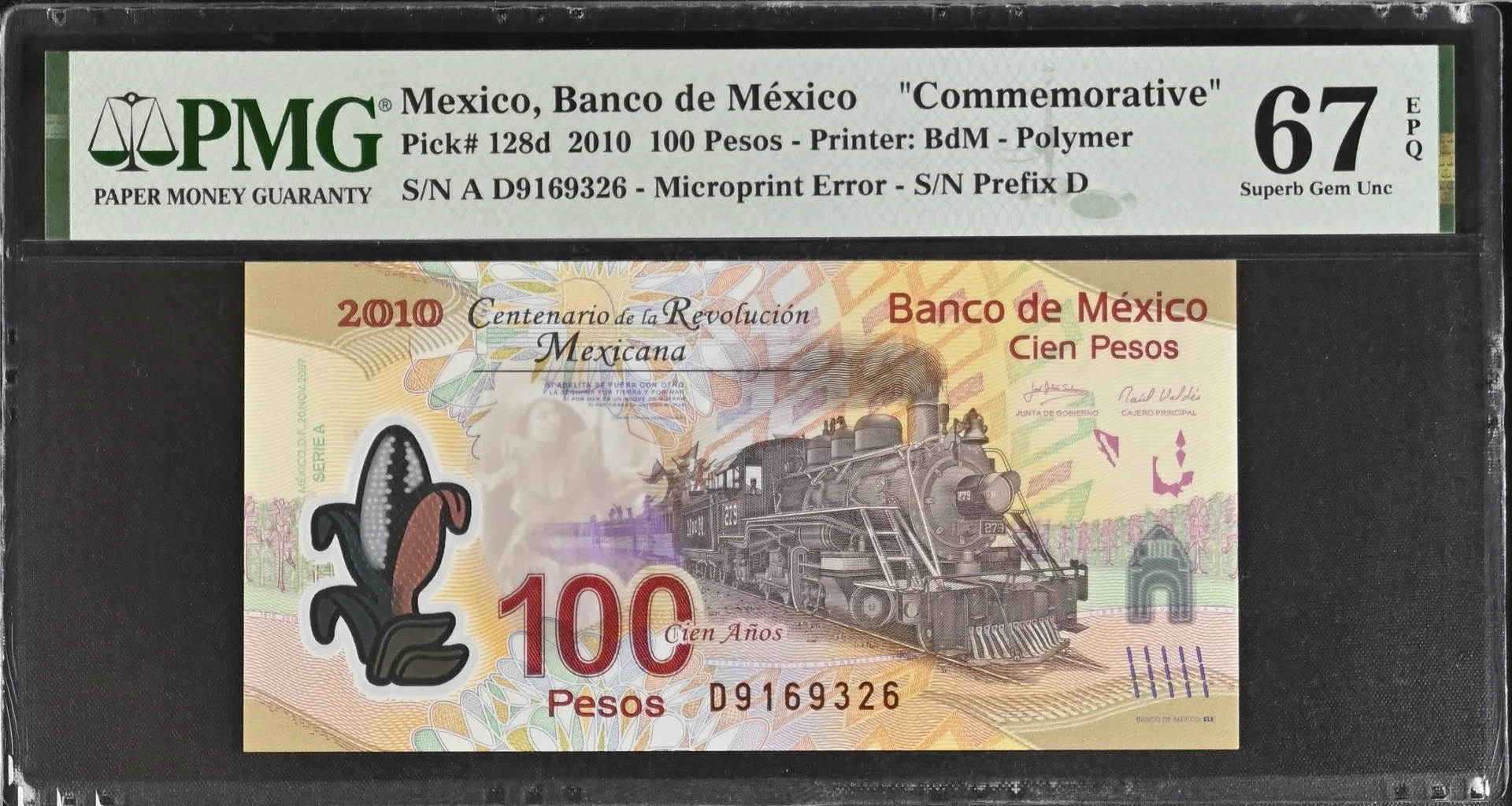Banco De Mexico Mexican Currency Banco De Mexico 100 Pesos 2010 M4705 P128d PMG Superb Gem UNC67 EPQ f_35811 Banco De Mexico 100 Pesos 2010 M4705 P128d PMG Superb Gem UNC67 EPQ f_35811Banco De Mexico 100 Pesos 2010 M4705 P128d PMG Superb Gem UNC67 EPQ f_35811