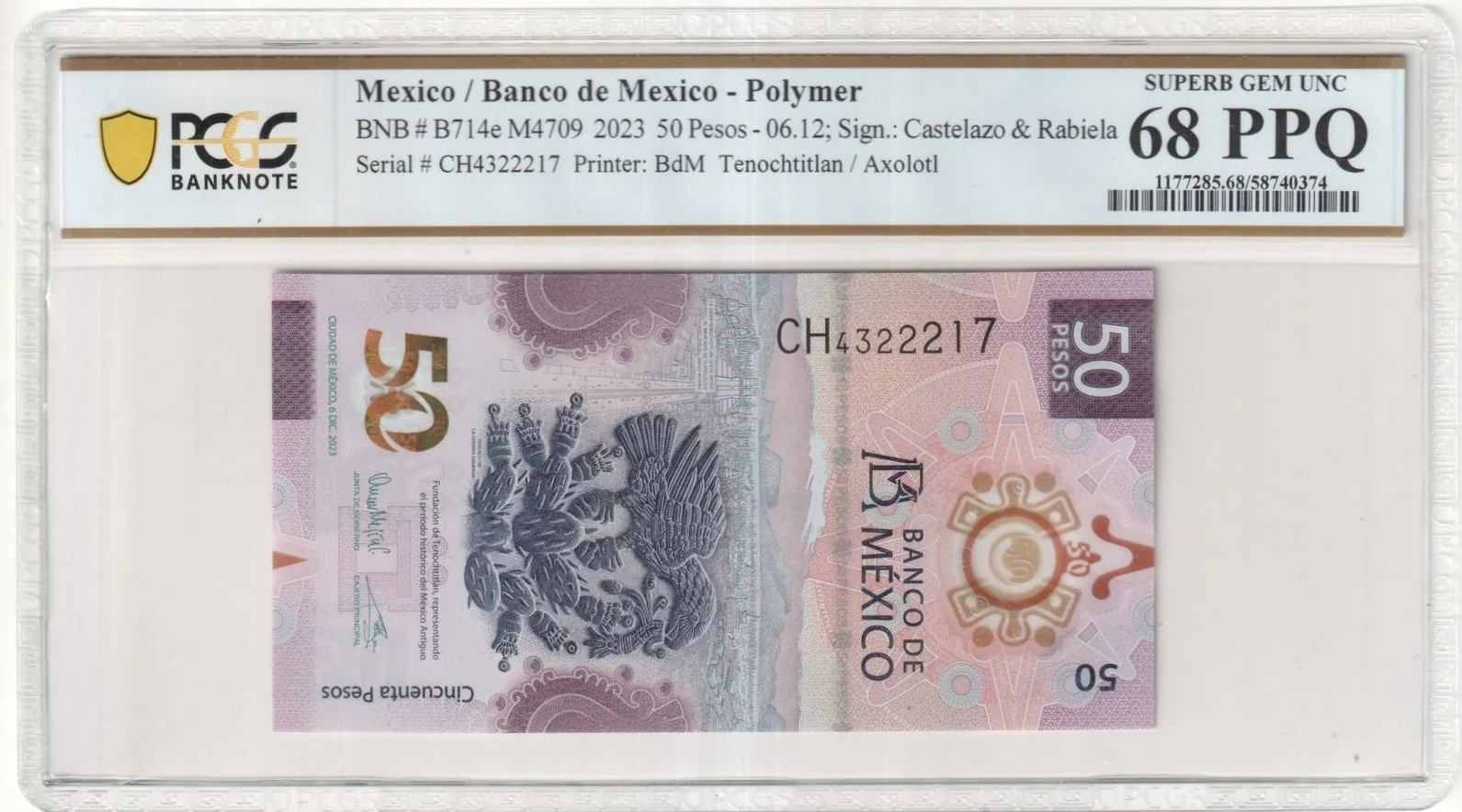 Banco De Mexico Mexican Currency Banco De Mexico 50 Pesos 2023 M4709 PCGS Superb Gem UNC68 PPQ f_35814 Banco De Mexico 50 Pesos 2023 M4709 PCGS Superb Gem UNC68 PPQ f_35814