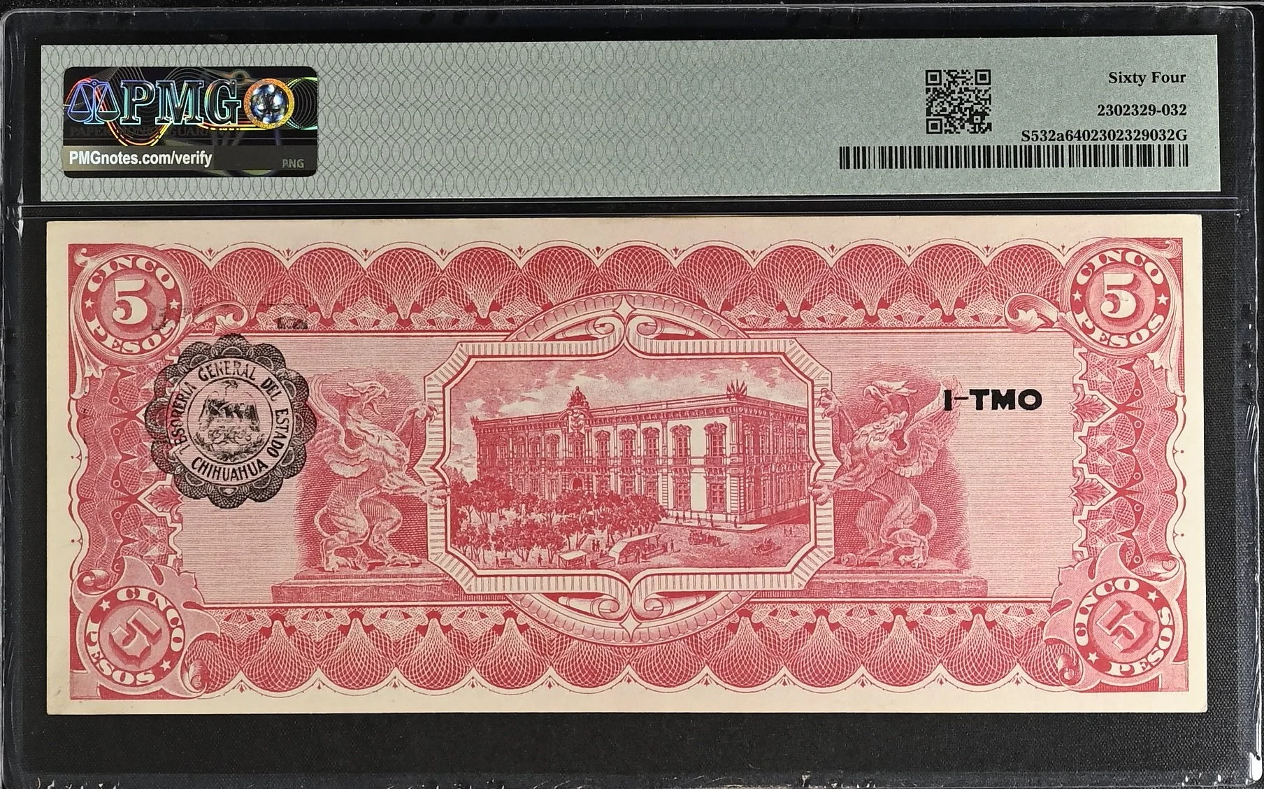 Mexican Currency Revolutionary Currency Revolutionary Currency 5 Pesos 1915 Chihuahua M922 P S532a PMG Ch UNC64 f_35821 Revolutionary Currency 5 Pesos 1915 Chihuahua M922 P S532a PMG Ch UNC64 f_35821Revolutionary Currency 5 Pesos 1915 Chihuahua M922 P S532a PMG Ch UNC64 f_35821 - Image 2