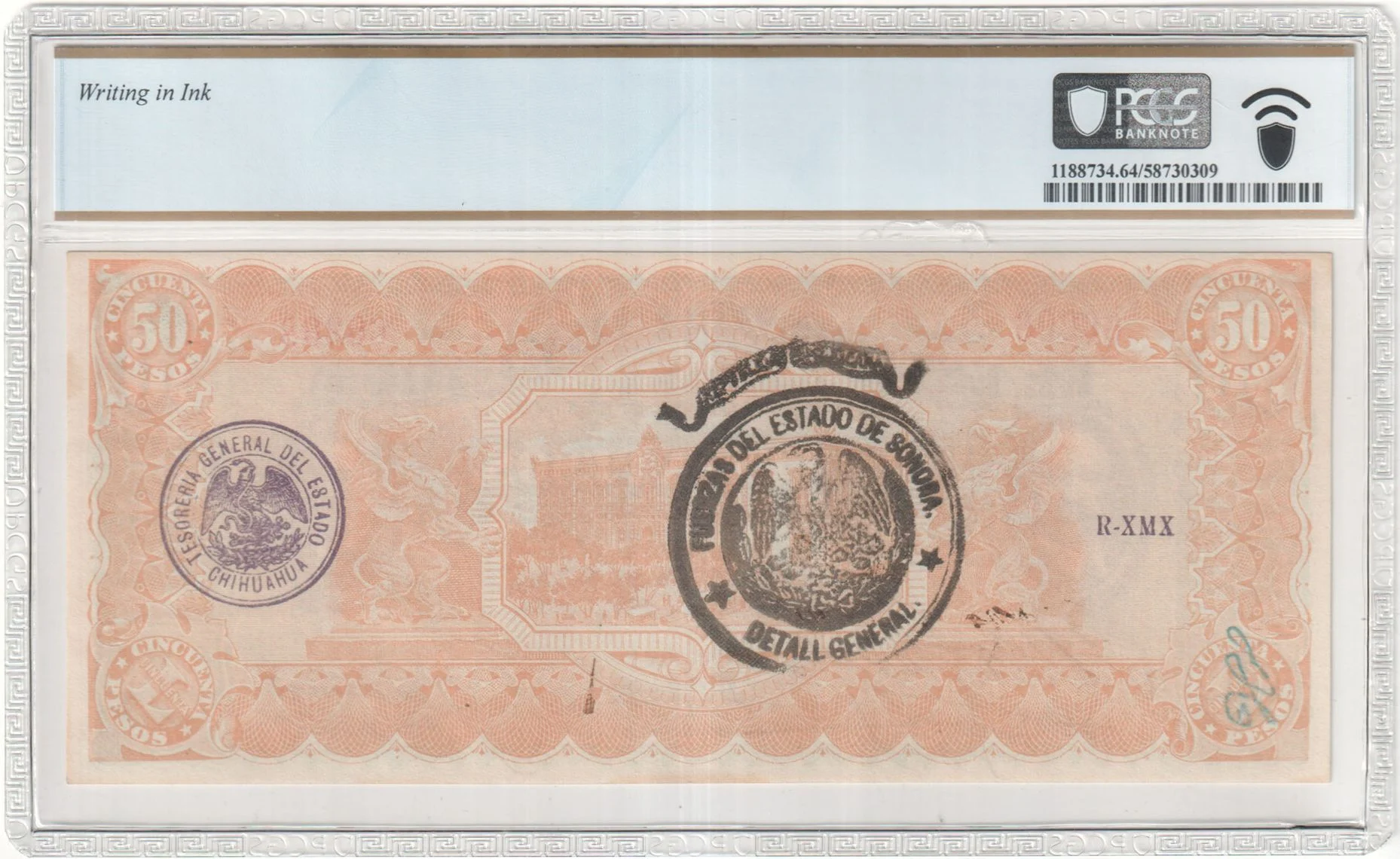 Mexican Currency Revolutionary Currency Revolutionary Currency 50 Pesos 1914 Chihuahua M928c P S538a PCGS Ch UNC64 Details f_35825 Revolutionary Currency 50 Pesos 1914 Chihuahua M928c P S538a PCGS Ch UNC64 Details f_35825Revolutionary Currency 50 Pesos 1914 Chihuahua M928c P S538a PCGS Ch UNC64 Details f_35825 - Image 2