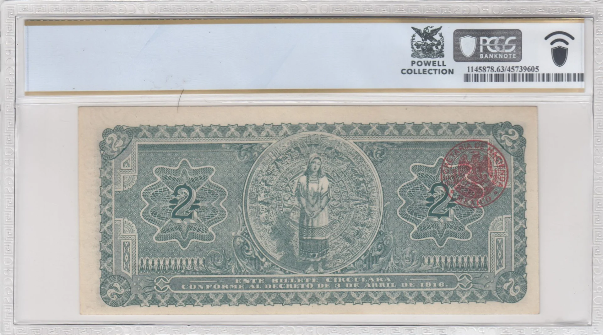 Mexican Currency Revolutionary Currency Revolutionary Currency 2 Pesos 1916 Distrito Federal M1264a P S711a PCGS Ch UNC63 PPQ f_35832 Revolutionary Currency 2 Pesos 1916 Distrito Federal M1264a P S711a PCGS Ch UNC63 PPQ f_35832Revolutionary Currency 2 Pesos 1916 Distrito Federal M1264a P S711a PCGS Ch UNC63 PPQ f_35832 - Image 2
