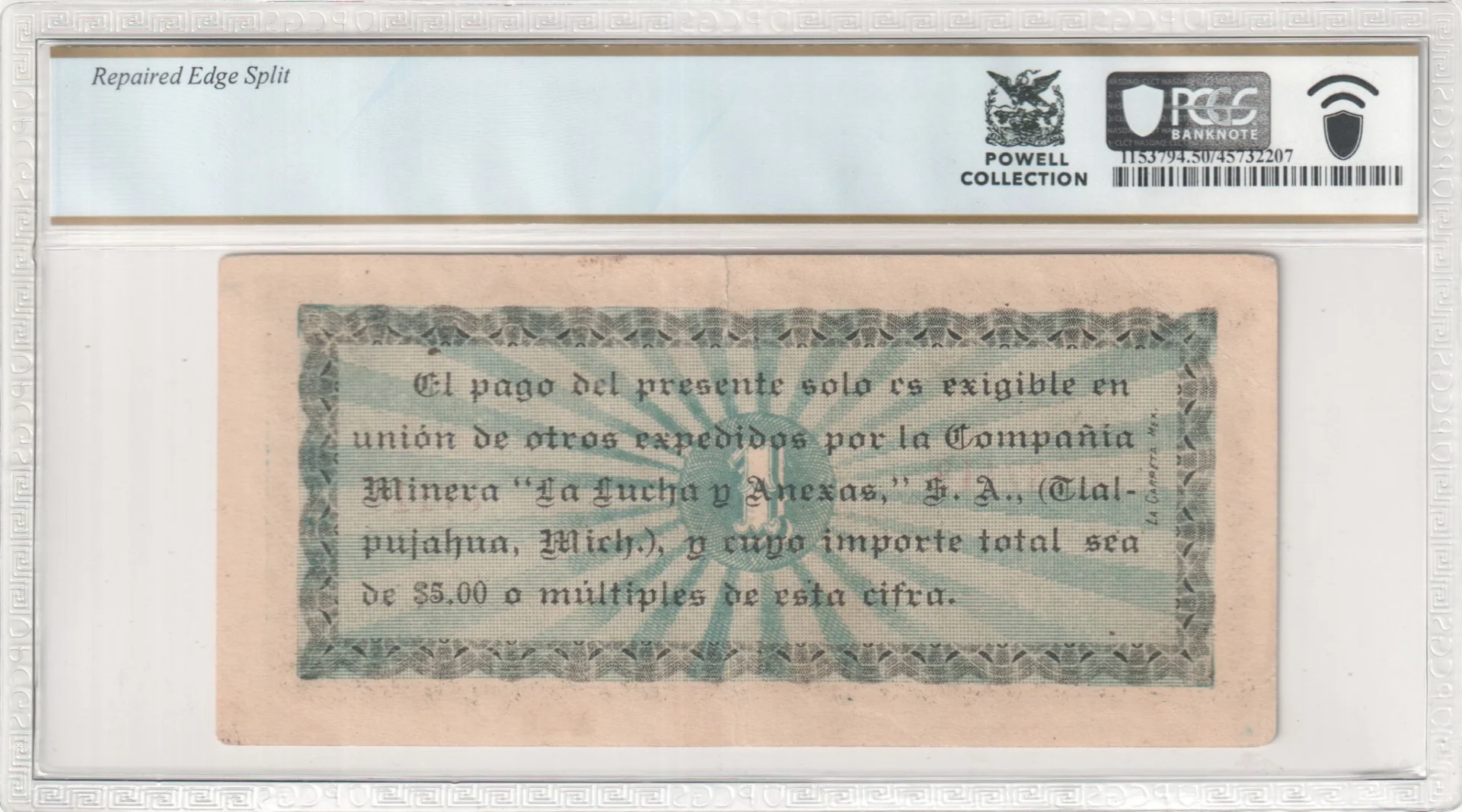 Mexican Currency Revolutionary Currency Revolutionary Currency Peso 1914 Michoacan M3086r PCGS AU50 Details f_35835 Revolutionary Currency Peso 1914 Michoacan M3086r PCGS AU50 Details f_35835Revolutionary Currency Peso 1914 Michoacan M3086r PCGS AU50 Details f_35835 - Image 2