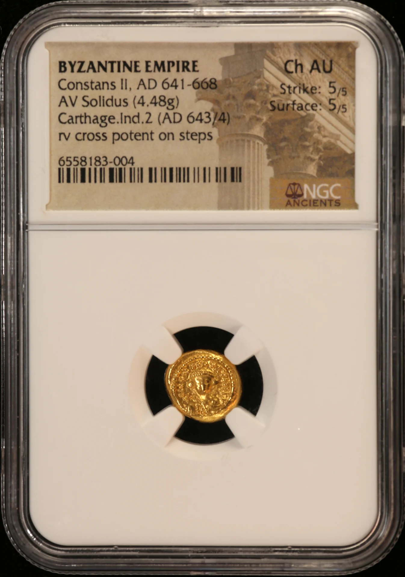 Ancient Coins Byzantine Byzantine Constans II 641-668 AD AV Solidus NGC Ch AU 0163102 Byzantine Constans II 641-668 AD AV Solidus NGC Ch AU 0163102
