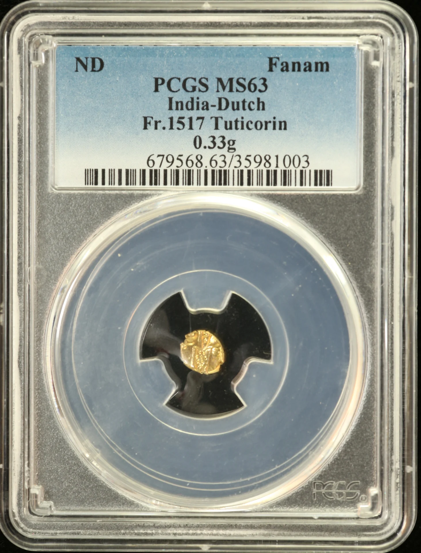 Asia India World Coins India Fanam Tuticorin Fr-1517 PCGS MS63 0163205 India Fanam Tuticorin Fr-1517 PCGS MS63 0163205India Fanam Tuticorin Fr-1517 PCGS MS63 0163205