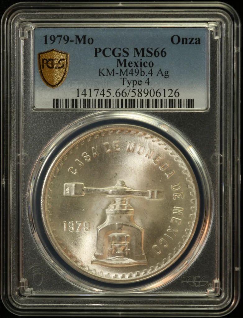 Mexican Coins Modern Silver & Minors Onza Modern Silver & Minors Onza 1979 Mo KM-M49b.4 PCGS MS66 0163027 Modern Silver & Minors Onza 1979 Mo KM-M49b.4 PCGS MS66 0163027