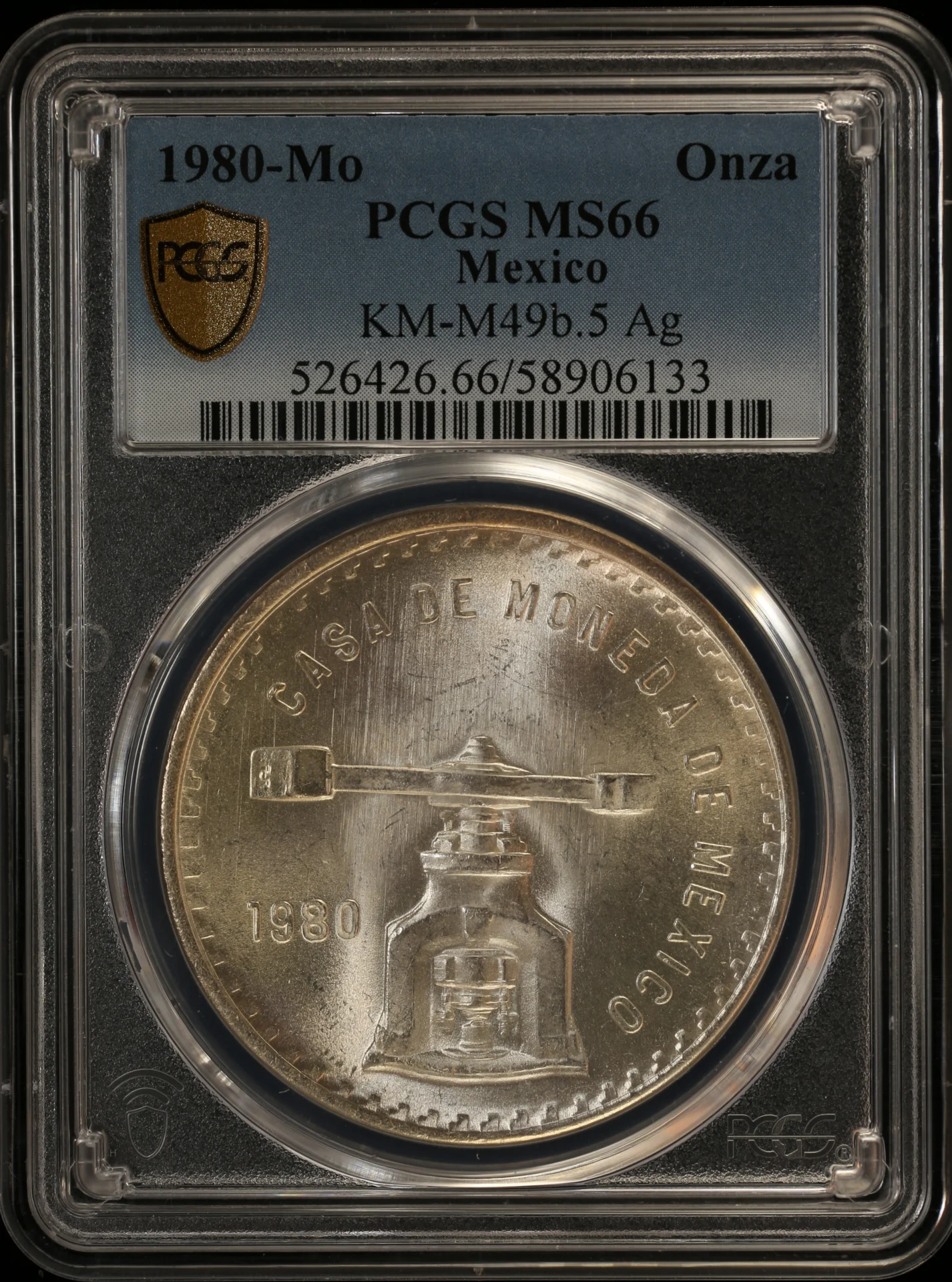 Mexican Coins Modern Silver & Minors Onza Modern Silver & Minors Onza 1980 Mo KM-M49b.5 PCGS MS66 0163024 Modern Silver & Minors Onza 1980 Mo KM-M49b.5 PCGS MS66 0163024