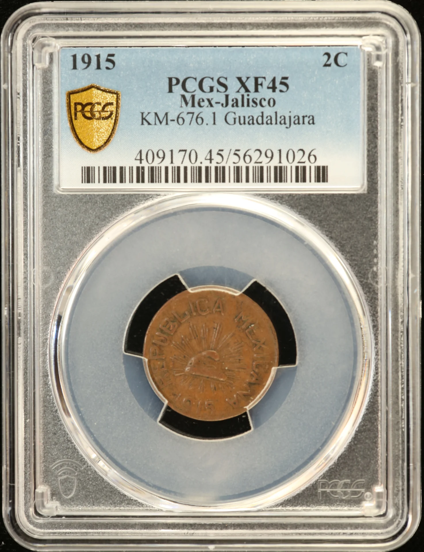 Jalisco Mexican Coins Revolution Jalisco 2 Centavos 1915 Jalisco KM-676.1 PCGS XF45 0163194 Jalisco 2 Centavos 1915 Jalisco KM-676.1 PCGS XF45 0163194Jalisco 2 Centavos 1915 Jalisco KM-676.1 PCGS XF45 0163194