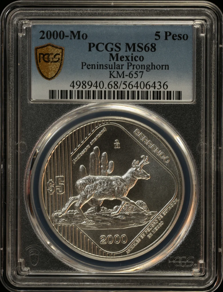 Modern Silver & Minors 5 Peso 2000 Mo KM-657 PCGS MS68 0163237