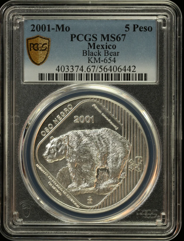 Modern Silver & Minors 5 Peso 2001 Mo KM-654 PCGS MS67 0163229