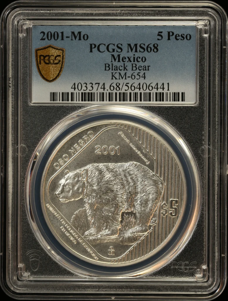 Modern Silver & Minors 5 Peso 2001 Mo KM-654 PCGS MS68 0163238