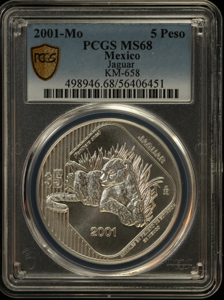 Modern Silver & Minors 5 Peso 2001 Mo KM-658 PCGS MS68 0163239