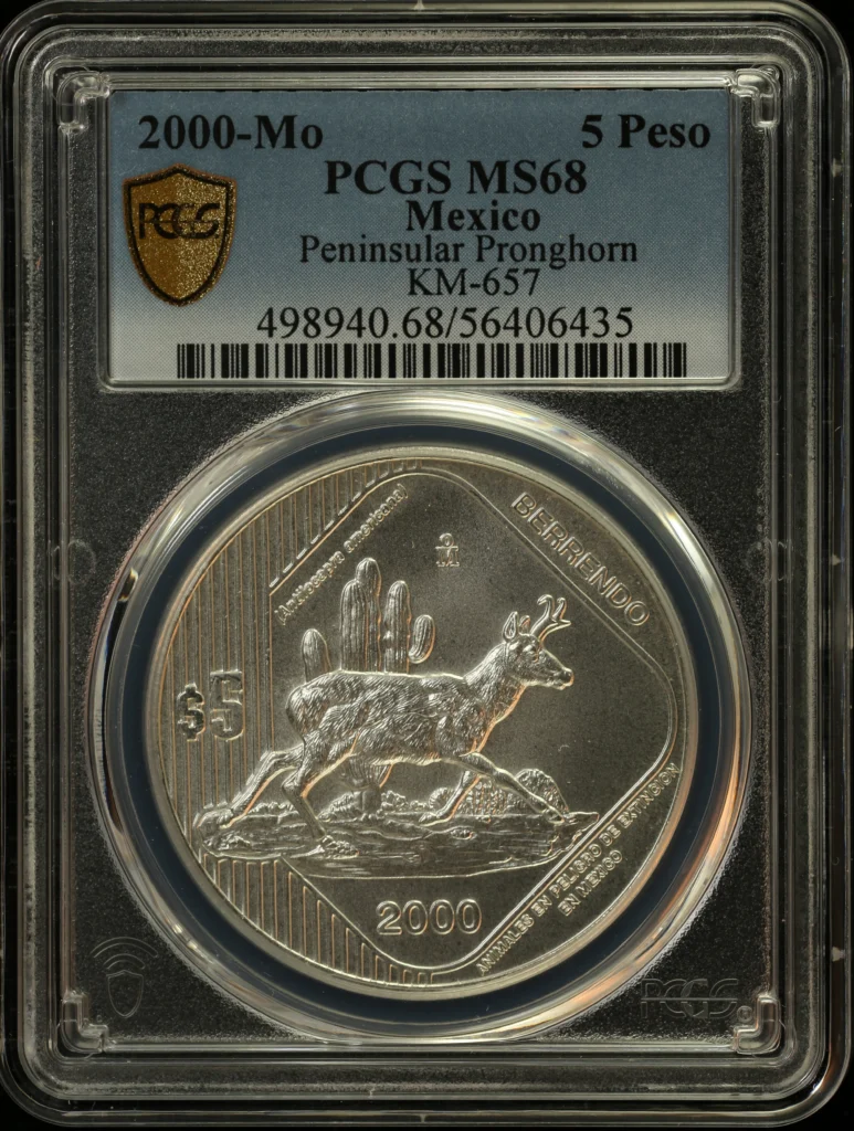 Modern Silver & Minors 5 Peso 2000 Mo KM-657 PCGS MS68 0163231