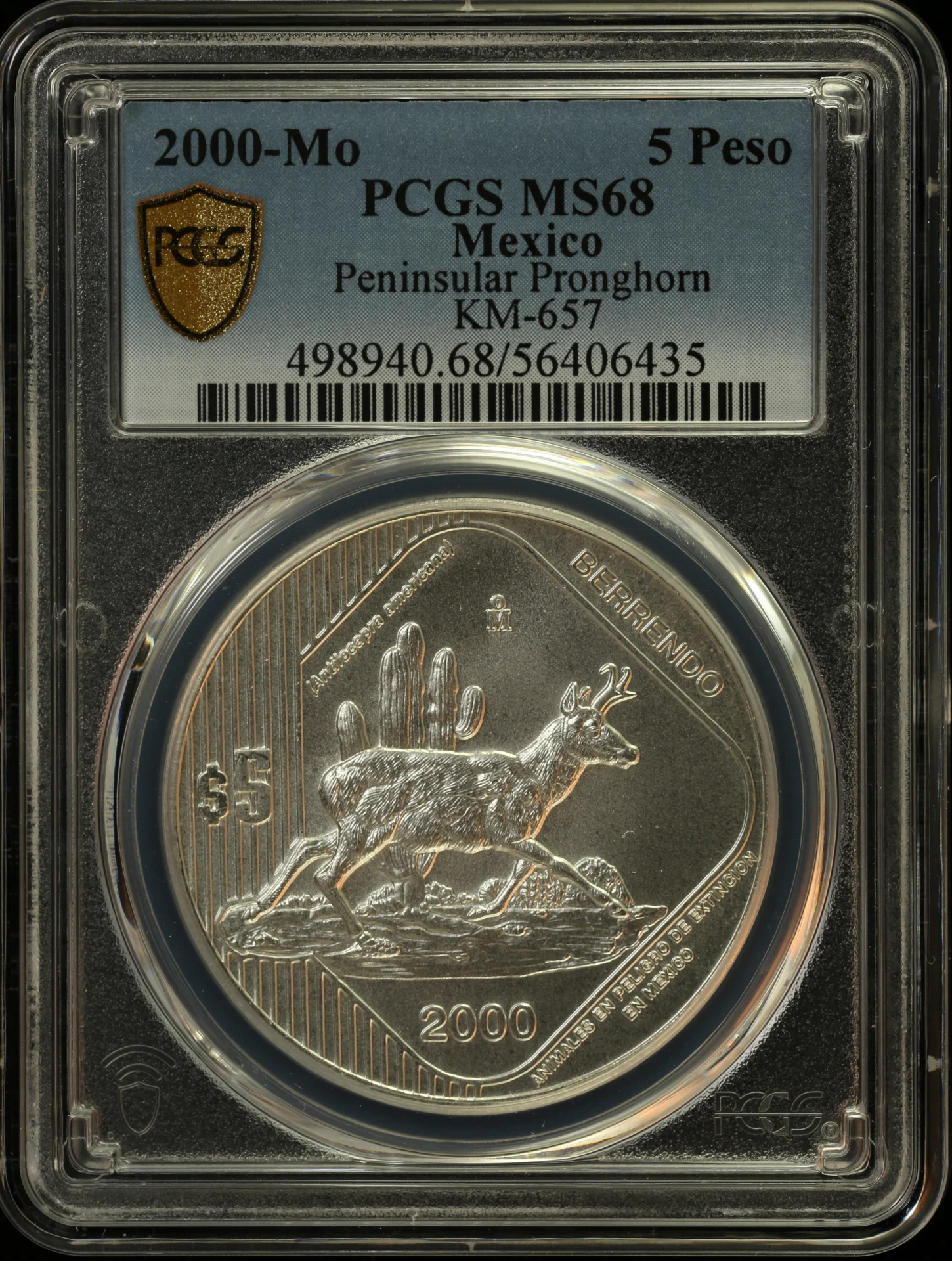 5 Peso Mexican Coins Modern Silver & Minors Modern Silver & Minors 5 Peso 2000 Mo KM-657 PCGS MS68 0163231 Modern Silver & Minors 5 Peso 2000 Mo KM-657 PCGS MS68 0163231Modern Silver & Minors 5 Peso 2000 Mo KM-657 PCGS MS68 0163231