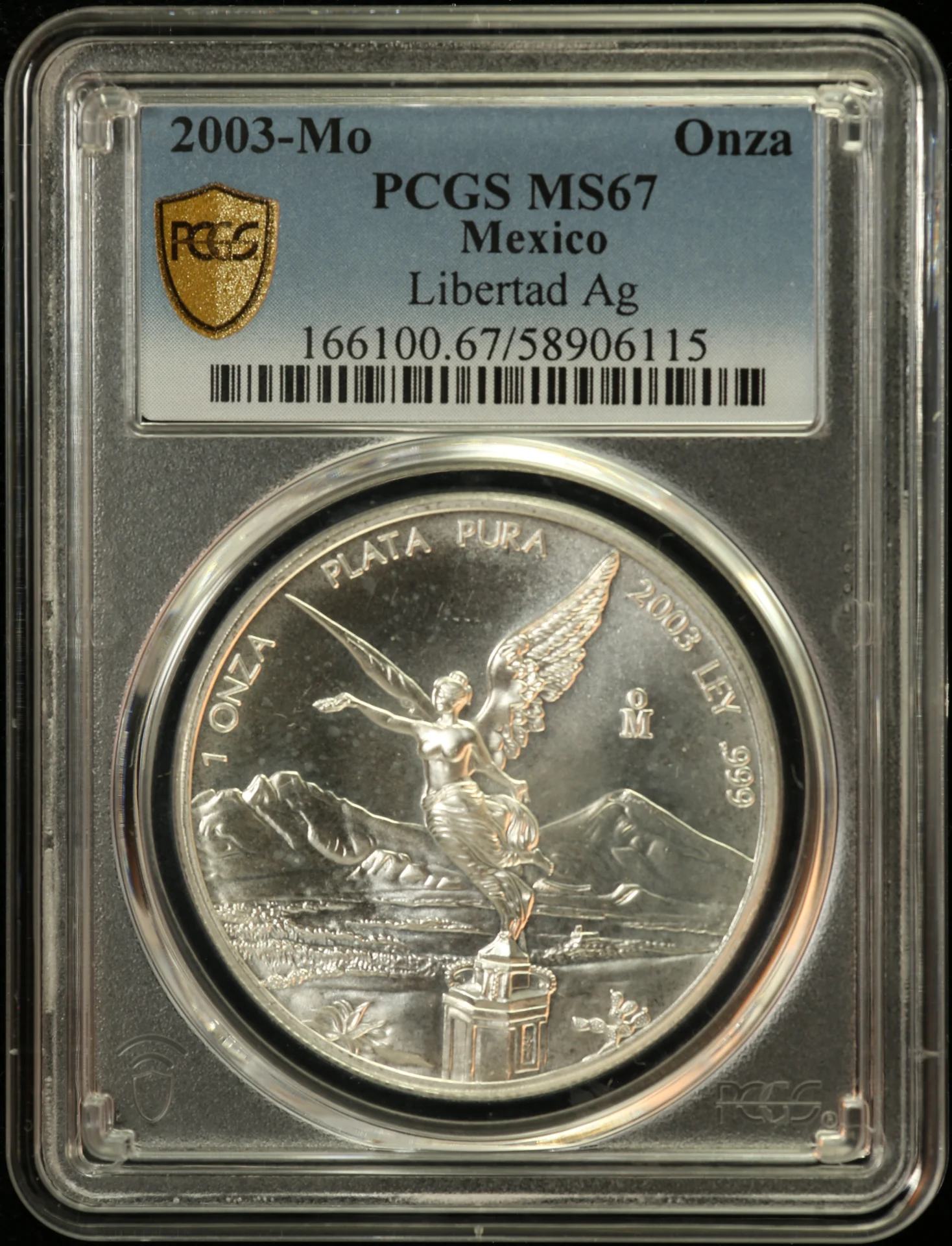 Mexican Coins Modern Silver & Minors Onza Modern Silver & Minors Onza 2003 Mo PCGS MS67 0163034 Modern Silver & Minors Onza 2003 Mo PCGS MS67 0163034
