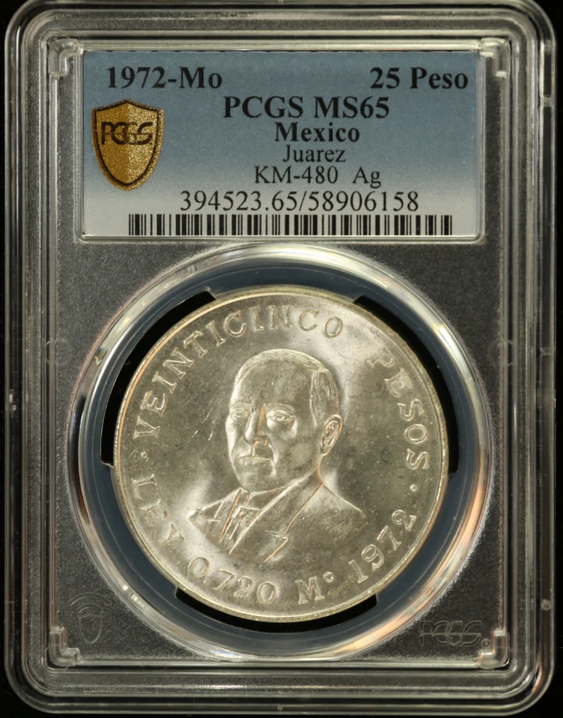 25 Peso Mexican Coins Modern Silver & Minors Modern Silver & Minors 25 Peso 1972 Mo KM-480 PCGS MS65 0163065 Modern Silver & Minors 25 Peso 1972 Mo KM-480 PCGS MS65 0163065