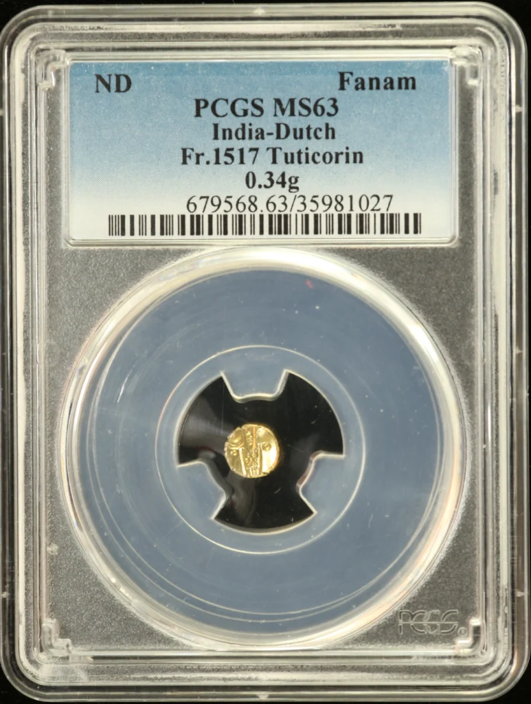 India Fanam Tuticorin Fr-1517 PCGS MS63 0163209