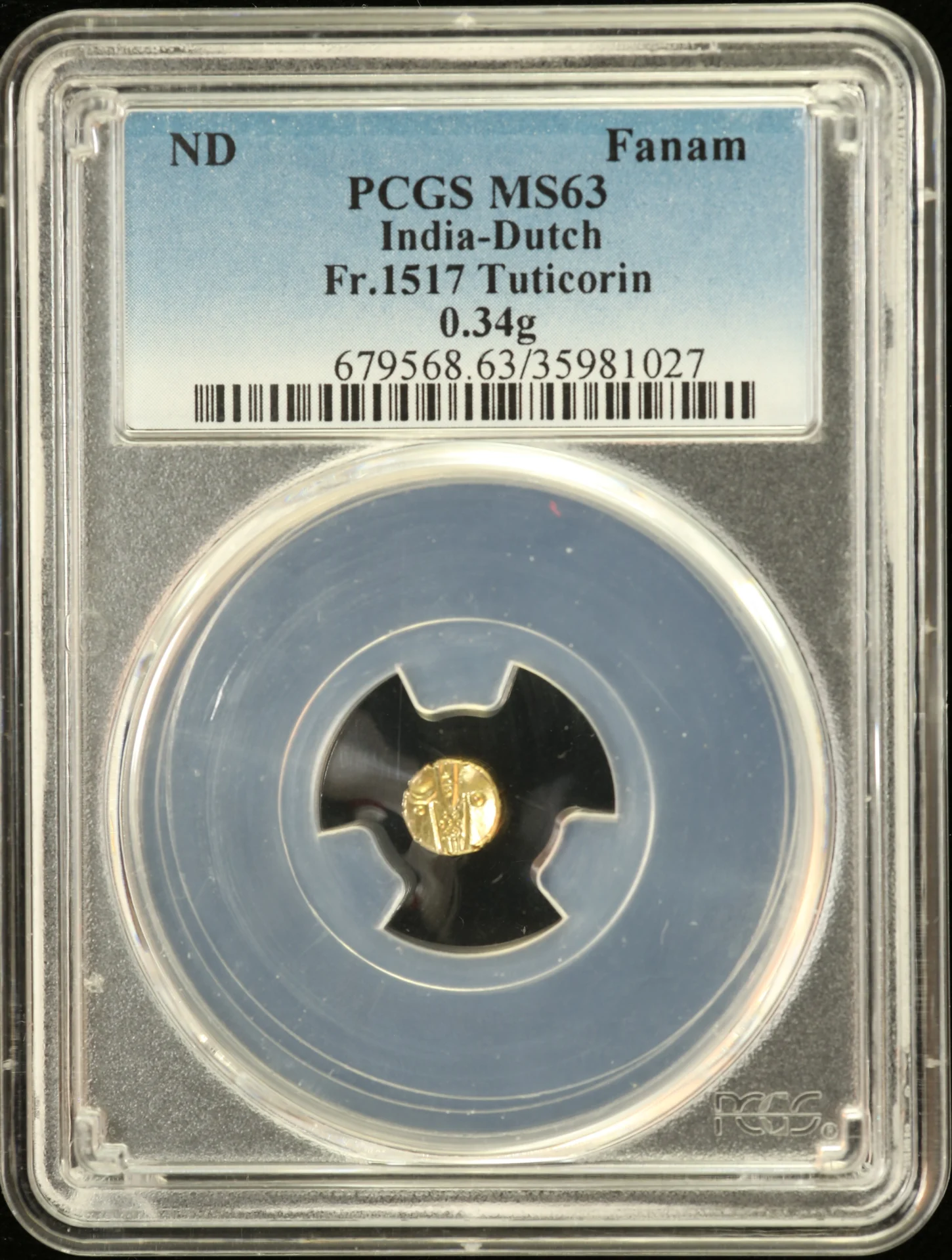 Asia India World Coins India Fanam Tuticorin Fr-1517 PCGS MS63 0163209 India Fanam Tuticorin Fr-1517 PCGS MS63 0163209India Fanam Tuticorin Fr-1517 PCGS MS63 0163209