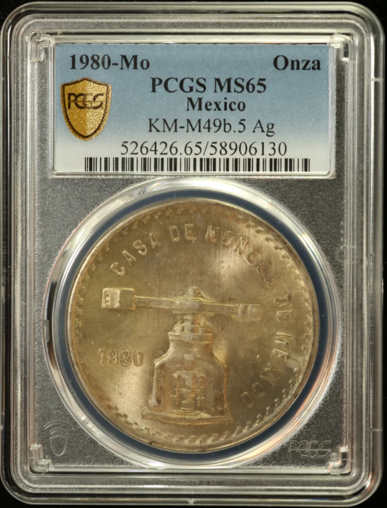 Mexican Coins Modern Silver & Minors Onza Modern Silver & Minors Onza 1980 Mo KM-M49b.5 PCGS MS65 0163019 Modern Silver & Minors Onza 1980 Mo KM-M49b.5 PCGS MS65 0163019