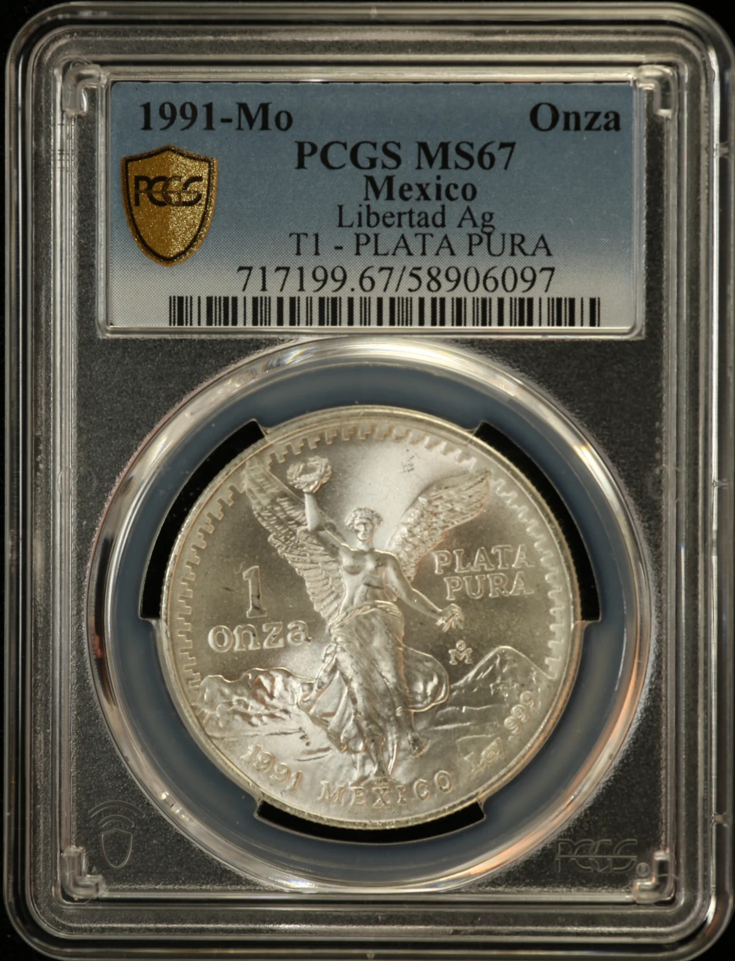 Mexican Coins Modern Silver & Minors Onza Modern Silver & Minors Onza 1991 Mo PCGS MS67 0163038 Modern Silver & Minors Onza 1991 Mo PCGS MS67 0163038