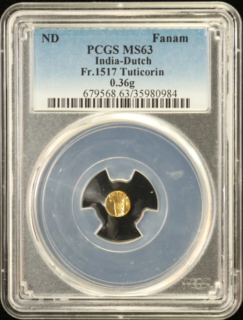 India Fanam Tuticorin Fr-1517 PCGS MS63 0163199