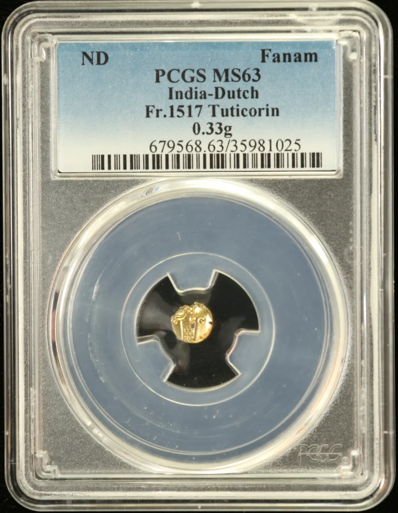 India Fanam Tuticorin Fr-1517 PCGS MS63 0163210