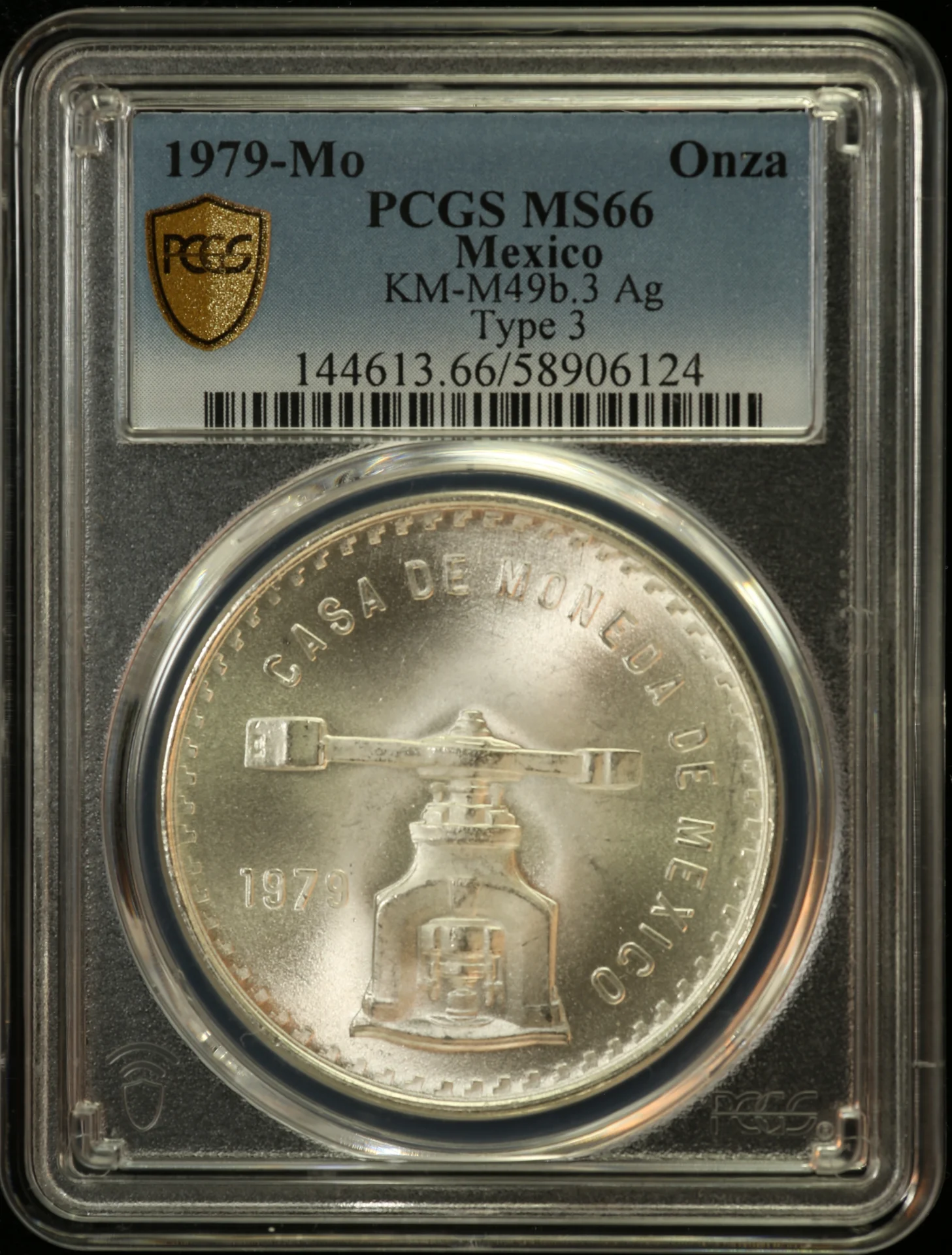 Mexican Coins Modern Silver & Minors Onza Modern Silver & Minors Onza 1979 Mo KM-M49b.3 PCGS MS66 0163020 Modern Silver & Minors Onza 1979 Mo KM-M49b.3 PCGS MS66 0163020