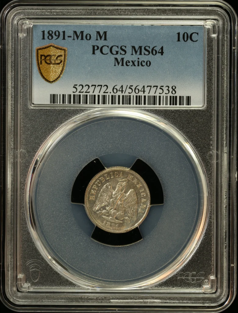 Mexican Coins Republic Silver & Minors Republic Silver & Minors 10 Centavo 1891 Mo M PCGS MS64 0163261 Republic Silver & Minors 10 Centavo 1891 Mo M PCGS MS64 0163261