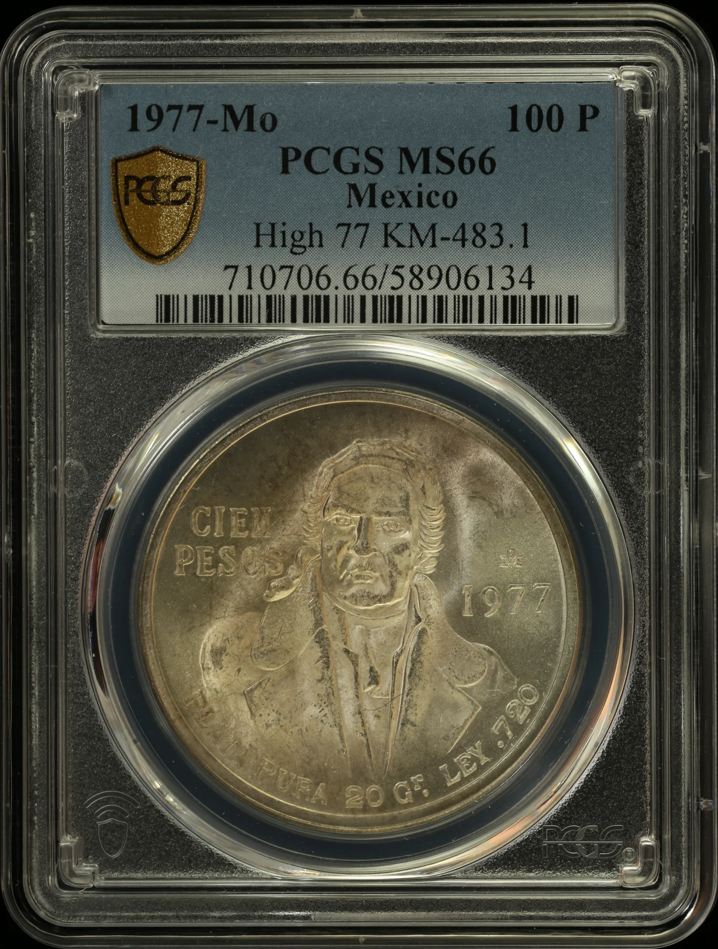 100 Peso Mexican Coins Modern Silver & Minors Modern Silver & Minors 100 Peso 1977 Mo KM-483.1 PCGS MS66 0163081 Modern Silver & Minors 100 Peso 1977 Mo KM-483.1 PCGS MS66 0163081