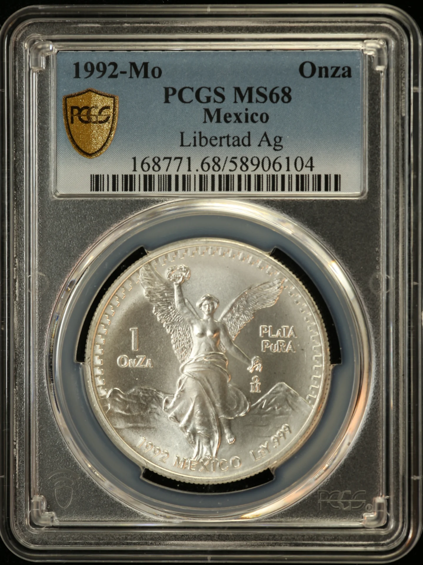 Mexican Coins Modern Silver & Minors Onza Modern Silver & Minors Onza 1992 Mo PCGS MS68 0163039 Modern Silver & Minors Onza 1992 Mo PCGS MS68 0163039
