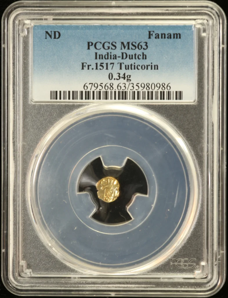 India Fanam Tuticorin Fr-1517 PCGS MS63 0163200