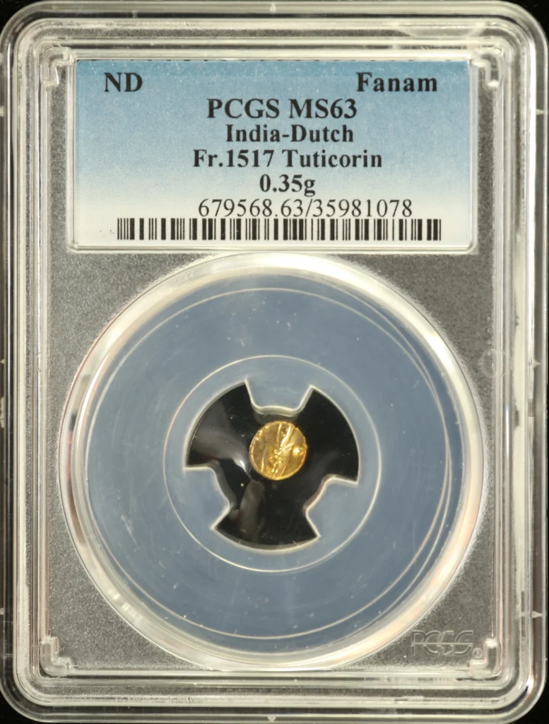 India Fanam Tuticorin Fr-1517 PCGS MS63 0163211