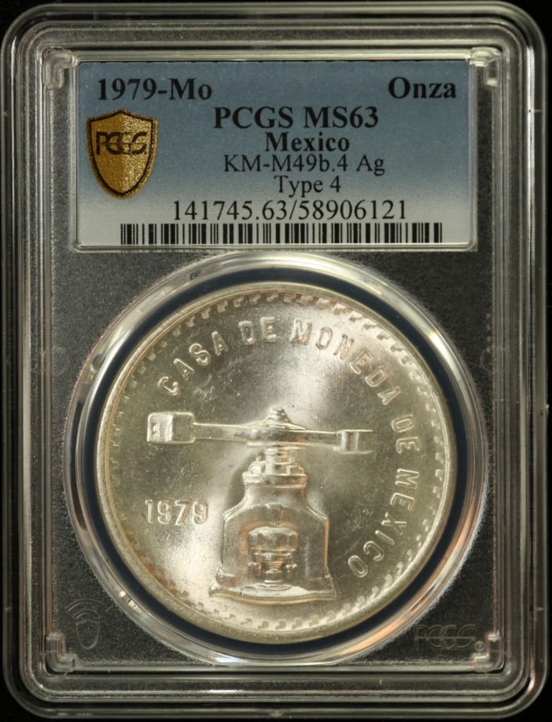 Mexican Coins Modern Silver & Minors Onza Modern Silver & Minors Onza 1979 Mo KM-M49b.4 PCGS MS63 0163022 Modern Silver & Minors Onza 1979 Mo KM-M49b.4 PCGS MS63 0163022